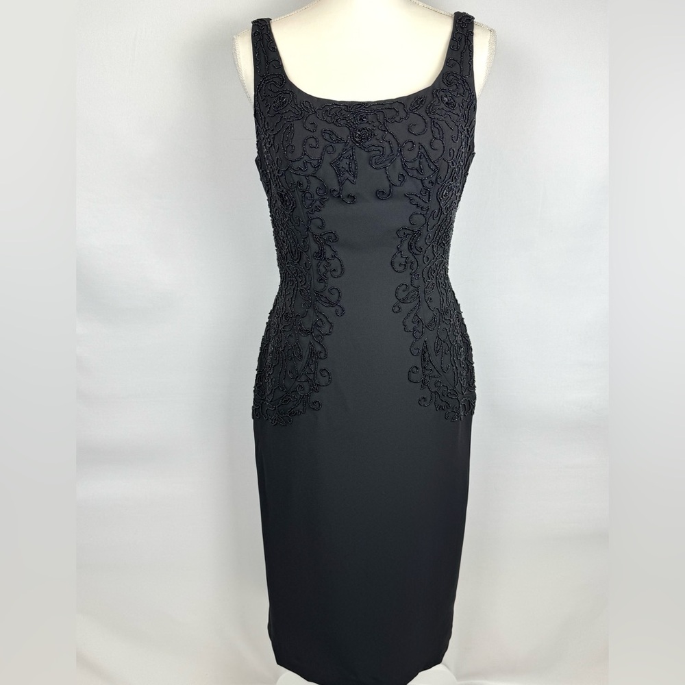 Cachet Black Embroidered Midi Dress